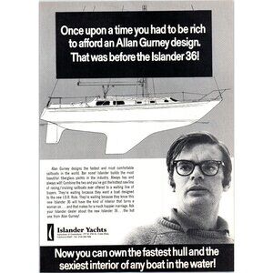 1971 Islander Yachts 36 Sailing Yacht Vintage Print Ad Allan Gurney Wall Art